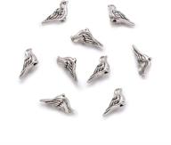 🕊️ fashewelry 50pcs tibetan metal bird charm beads, antique silver spacer beads 7x14mm with 1mm hole, ideal for jewelry making logo