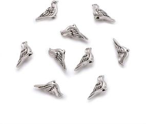 img 4 attached to 🕊️ Fashewelry 50Pcs Tibetan Metal Bird Charm Beads, Antique Silver Spacer Beads 7x14mm with 1mm Hole, Ideal for Jewelry Making