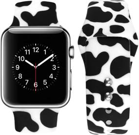 img 4 attached to 🐮Подойдет для iWatch. Повторение коровьего рисунка: Стильный спортивный браслет из силикона для iWatch серии SE/6/5/4/3/2/1 - для мальчиков, девочек, мужчин и женщин (S/M)