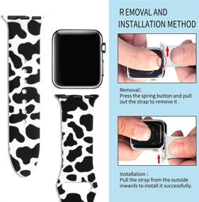 img 2 attached to 🐮Подойдет для iWatch. Повторение коровьего рисунка: Стильный спортивный браслет из силикона для iWatch серии SE/6/5/4/3/2/1 - для мальчиков, девочек, мужчин и женщин (S/M)