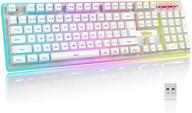 🎮 беспроводная игровая клавиатура redthunder k10 - заряжаемая 3000mah 2.4g подсветка клавиатуры led, эргономичный дизайн с клавишами механического типа для пк ps4 xbox one mac - белая, текладо геймера логотип