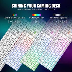 img 3 attached to 🎮 RedThunder K10 Wireless Gaming Keyboard - Rechargeable 3000mAh 2.4G LED Backlit Keyboard, Ergonomic Design with Mechanical-like Keys for PC PS4 Xbox One Mac - White, Teclado Gamer