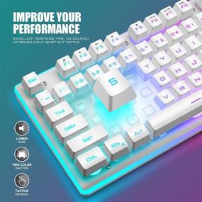 img 1 attached to 🎮 RedThunder K10 Wireless Gaming Keyboard - Rechargeable 3000mAh 2.4G LED Backlit Keyboard, Ergonomic Design with Mechanical-like Keys for PC PS4 Xbox One Mac - White, Teclado Gamer
