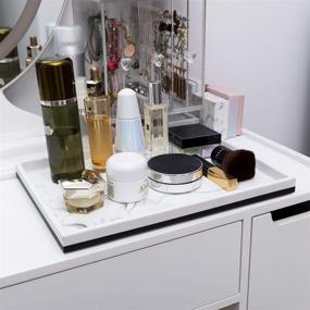 img 2 attached to 🛁 Handmade Resin Vanity Countertop Tray for Bathroom – Rectangular Decorative Cosmetics Organizer