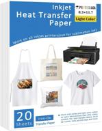 🖨️ premium printers jack iron-on heat transfer paper: 20 pack 8.3x11.7 inch for white & light fabric. ideal t-shirt transfer paper for inkjet printers. long-lasting prints for heat press application. logo