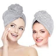 💆 uqxy microfiber hair towel wrap turban: super absorbent anti-frizz drying cap for curly, long and thick hair (grey & white) logo