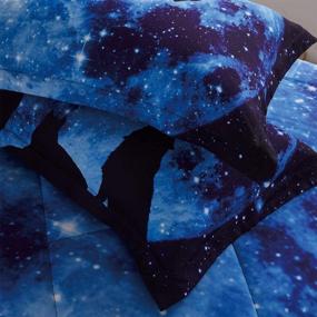 img 1 attached to 🌙 Blue Wolf Moon Bedding Comforter Sets - Queen Size 3-Piece Set for Boys & Girls