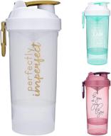 smartshake shaker bottle: stay motivated with 27oz protein cup & attachable storage - perfect fitness gift, perfectly imperfect white design logo