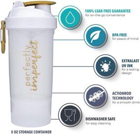 img 2 attached to Smartshake Shaker Bottle: Stay Motivated with 27oz Protein Cup & Attachable Storage - Perfect Fitness Gift, Perfectly Imperfect White Design