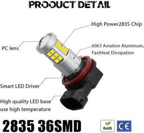 img 1 attached to 🌟 KISLED Ultra Bright 3000lm H8 H11 LED Fog Lights Bulbs DRL featuring High Power 3030 Chips and Projector Lens Replacement, Ideal for Cars Trucks with a Distinct Golden Yellow Hue