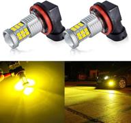 🌟 kisled ultra bright 3000lm h8 h11 led fog lights bulbs drl featuring high power 3030 chips and projector lens replacement, ideal for cars trucks with a distinct golden yellow hue logo