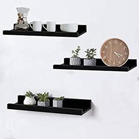 img 3 attached to 🔲 Black Floating Wall Shelves, Set of 3, 16-inch - SHELVING SOLUTION: Enhance Your Space!