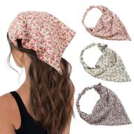 🌺 haimeikang women's floral elastic hair scarf headband set with hair clips - chiffon head kerchief hairband set in pink, beige, and red logo