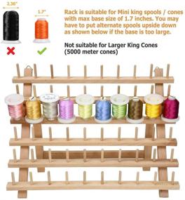 img 1 attached to ThreadNanny 60 Spools Thread Rack - Birchwood Thread Storage Organizer for Sewing Embroidery - Premium Stand for Spools, Mini Cones - Thread Holders with Wall Mount Hooks