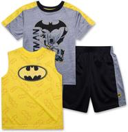 batman t shirt for boys: summer 3 piece activewear bundle logo