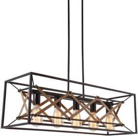 img 2 attached to AL8061-P5 Brown Finish 31.5" Farmhouse Island Lighting, 5 Light Kitchen Pendant & Dining Room Chandelier, Perfect for Pool Tables