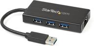 🔌 startech.com usb 3.0 hub with gigabit ethernet adapter - 3 port - network / lan adapter - windows & mac compatible (st3300gu3b) black logo