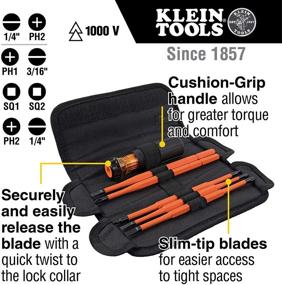 img 3 attached to Klein Tools 32288 Insulated 8-in-1 Screwdriver Set with Interchangeable Blades, Including 3 Phillips, 3 Slotted, and 2 Square Tips