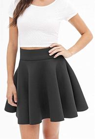 img 1 attached to 👗 Loxdonz Versatile Stretchy Waist Flared Skater Skirt for Girls and Women – Casual Pleated Mini Skirt for Any Occasion