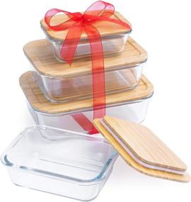 img 4 attached to 🍃 Tenzo Glass Food Storage Containers with Bamboo Lids - Eco-Friendly Solution for Kitchen Food Storage: Airtight, Nesting & Durable (Set of 4)