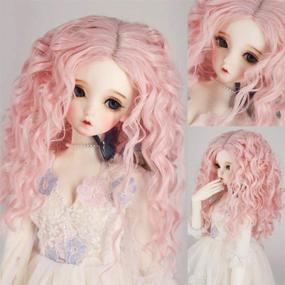 img 1 attached to Stylish 9-10 Inch 1/3 BJD SD Doll Wig: Pink Long Deep Spiral Kinky Hair with Middle Parting for Baby Born and SD BJD Dolls