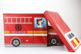 img 3 attached to 🚒 Versatile Red Storage Toy Box: Folding Organizer with Foam Cushion Seat - Fire and Rescue Truck Design