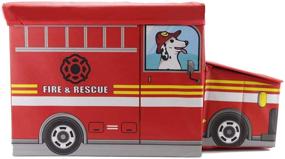 img 4 attached to 🚒 Versatile Red Storage Toy Box: Folding Organizer with Foam Cushion Seat - Fire and Rescue Truck Design