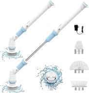 🧼 electric spin scrubber, diwld power scrubber with cordless long handle – rechargeable, shower scrubber for tile floor, bathtub, bathroom, home, and kitchen (white & blue) logo
