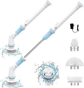 img 4 attached to 🧼 Electric Spin Scrubber, DIWLD Power Scrubber with Cordless Long Handle – Rechargeable, Shower Scrubber for Tile Floor, Bathtub, Bathroom, Home, and Kitchen (White & Blue)