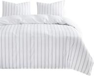 🛏️ wake in cloud - striped comforter set, light gray grey vertical stripes pattern, white microfiber bedding (3pcs, king size) logo