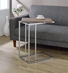 img 2 attached to 🪑 Stylish Acme Denson Side Table: Swivel Extension Top, Gray/Weathered Oak & Chrome