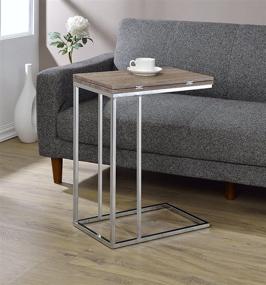 img 1 attached to 🪑 Stylish Acme Denson Side Table: Swivel Extension Top, Gray/Weathered Oak & Chrome