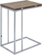 🪑 stylish acme denson side table: swivel extension top, gray/weathered oak & chrome logo