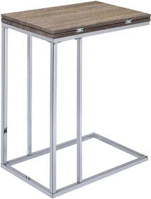 img 4 attached to 🪑 Stylish Acme Denson Side Table: Swivel Extension Top, Gray/Weathered Oak & Chrome