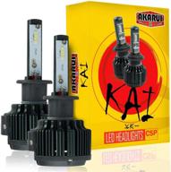 upgrade your car's headlights with kai akarui led headlight bulbs conversion kit - single beam - high-performance csp led chip - 7000 lumens - 6k cool white - pair (h1) logo