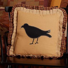 img 1 attached to 🐦 Добавьте шарма к вашей кровати с подушкой VHC Brands Heritage Farms Primitive Crow - 18x18 Тан Сельский Первобытный Аксессуар для постельных принадлежностей.