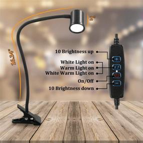 img 1 attached to 🔦 Versatile Clip on Light Reading Lamp - 10 Brightness Levels, Eye Protect, 360° Flexible Gooseneck - Ideal for Desk, Bedside, Headboard