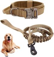 🐶 military-style dog training collar and leash set - tactical double handle bungee leash with adjustable nylon collar, reinforced metal buckle (size b) logo