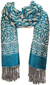 img 1 attached to 🧣 Irish Style Celtic Knot Scarf in Turquoise: Lightweight and Elegant for Women