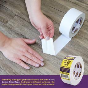 img 2 attached to 🔒 ATack Double-Sided Tape White: 2&#34; x 30 Yards, Heavy-Duty Sticky Wall Fabric Tape for Wood Templates, Furniture, Leather, Curtains, and Craft Work