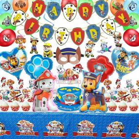 img 4 attached to 🐾 Paw Patrol Birthday Decorations - Dog Party Supplies with Happy Birthday Banner, Tablecloth, Balloons, Cake Toppers, Hanging Swirls - Ideal for Kids Party Favor