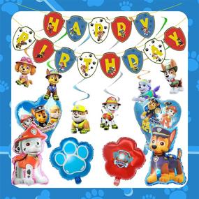 img 1 attached to 🐾 Paw Patrol Birthday Decorations - Dog Party Supplies with Happy Birthday Banner, Tablecloth, Balloons, Cake Toppers, Hanging Swirls - Ideal for Kids Party Favor