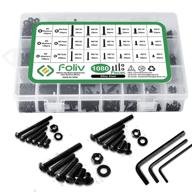 🔩 foliv 1080pcs m2 m3 m4 hex button head socket cap screws nuts washers assortment kit: black edition! logo