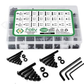 img 4 attached to 🔩 Foliv 1080PCS M2 M3 M4 Hex Button Head Socket Cap Screws Nuts Washers Assortment Kit: Black Edition!