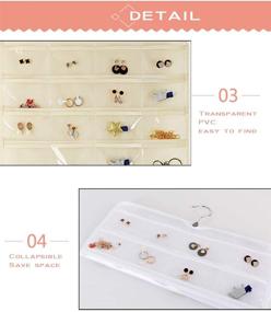 img 1 attached to 🌈 AARAINBOW Hanging Jewelry Organizer: 80 Pockets Transparent Non-Woven Closet Organizer for Women - White