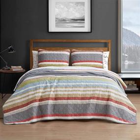 img 4 attached to 🛏️ Eddie Bauer Home Salmon Ladder Collection 100% Cotton Quilt Bedspread - Lightweight Bedding Set for Extra Comfort - Queen Size