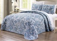 🛌 3-piece oversize fine printed prewashed all-season quilt set - reversible king size bedspread coverlet - grey, black, white, blue, paisley - bed cover logo