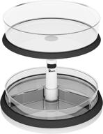 🔄 height adjustable 2-tier lazy susan turntable organizer with large and divided bins – clear removable spice rack for kitchen cabinet and pantry logo