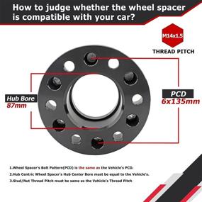 img 2 attached to 🔧 Колесные дистанционные кольца Richeer 6x135 мм: 1,5 "кованые адаптеры с центрирующими элементами для Expedition F150 Navigator Lobo 2015-2022 (не подходит для моделей 05-14) - болты 14x1,5 и центральный отверстие 87 мм