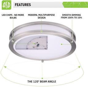 img 1 attached to 🔆 ASD 12 Inch LED Flush Mount Ceiling Light, 15W (120W Equivalent), 1050 Lm, Dimmable Close to Ceiling Light Fixture for Kitchen Hallway Laundry, Brushed Nickel, 3000K, Energy Star, ETL Certified - Pack of 4